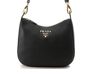 Prada Tessuto Shoulder Bag Black Leather
